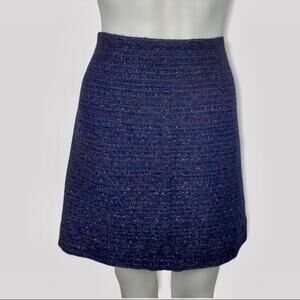 Club Monaco  Navy Blue Metallic Skirt Above Knee